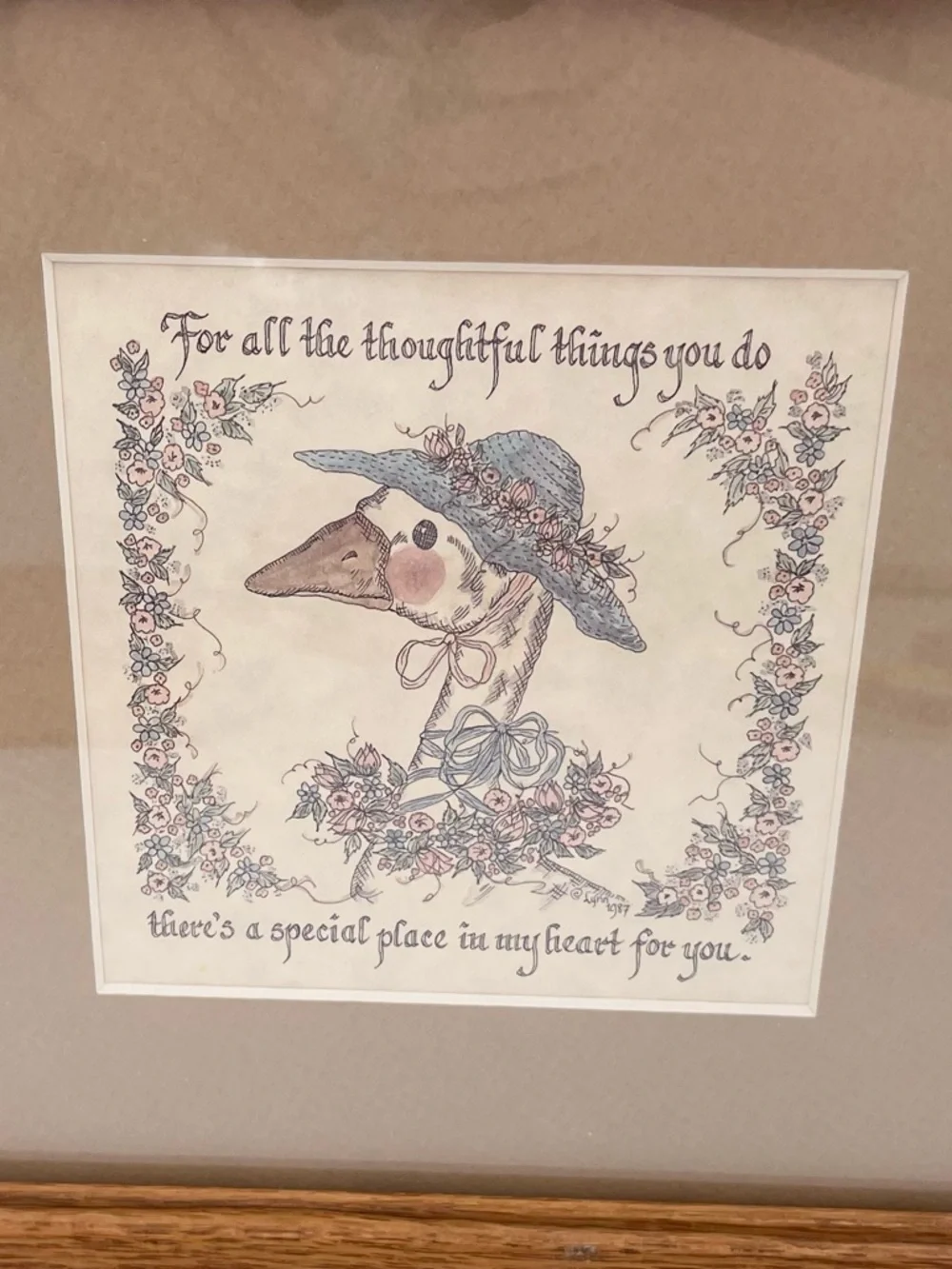 Vintage 90s Goose Framed Art Print Special Place in My Heart for You Cottagecore